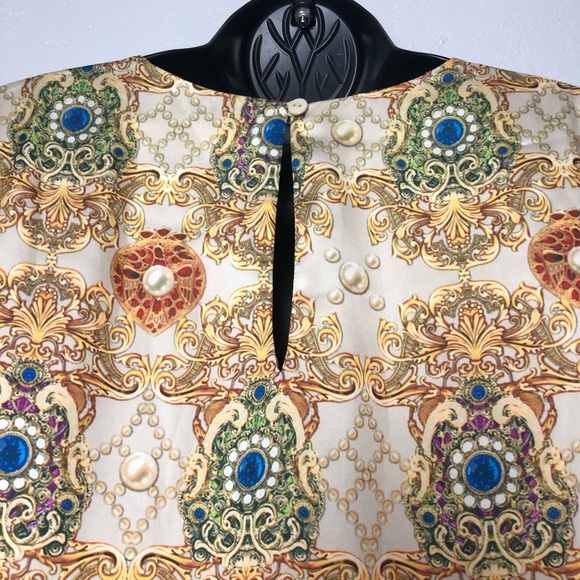 TRAFFIC PEOPLE gold bejeweled jewel print Dress M - Picture 8 of 14